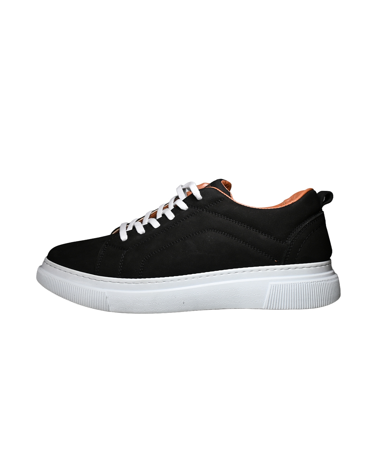 VERO HAKİKİ NUBUK DERİ ERKEK SNEAKER BAĞCIKLI GÜNLÜK RAHAT AYAKKABI SİYAH - görsel 3